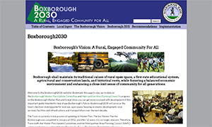 The full Boxborough2030 plan, including existing conditions research, was presented in a web-based e-book format.